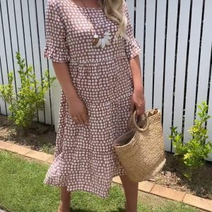 Olivia | Abito midi a maniche corte