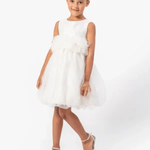 Abito Bianco Bambina Tulle e Fiori