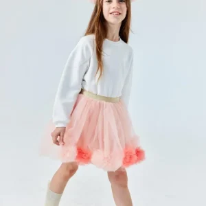 Gonna Nude Bambina Pom Pom Tulle
