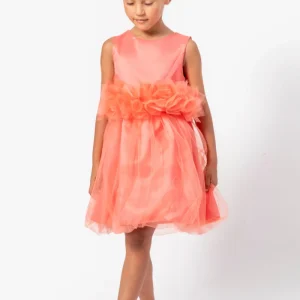 Abito Arancio Bambina Tulle e Fiori