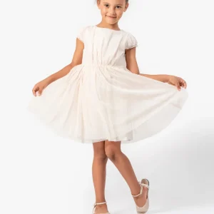 Abito Crema Bambina Tulle e Ricamo