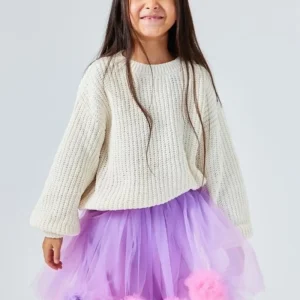 Gonna Glicine Bambina Pom Pom Tulle