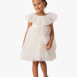 Abito Bianco Bambina Scollo Barca