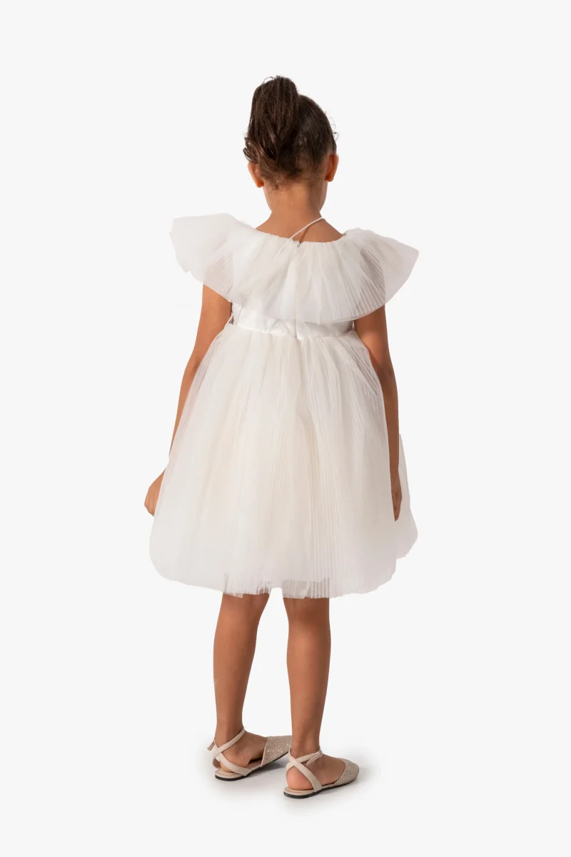 Abito Bianco Bambina Scollo Barca - immagine 4