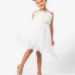 Abito Bianco Bambina Tulle Bubble