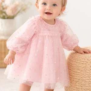 Abito Neonata Star Rosa