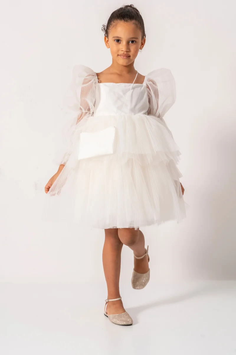 Abito Bianco Bambina Sbuffo - immagine 5