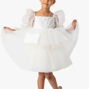 Abito Bianco Bambina Sbuffo