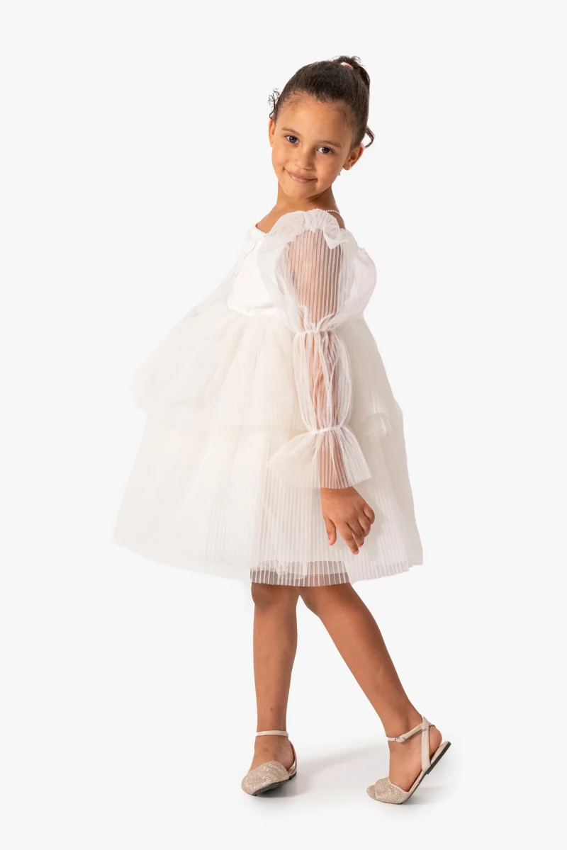 Abito Bianco Bambina Sbuffo - immagine 6
