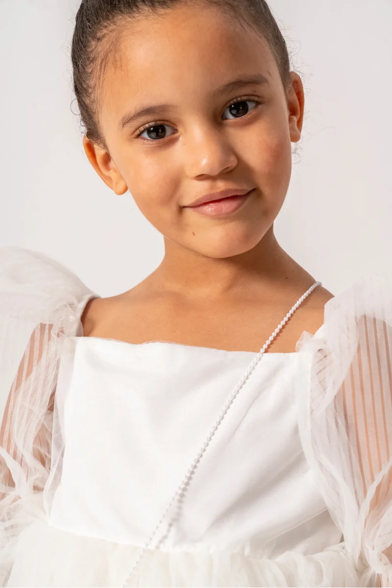 Abito Bianco Bambina Sbuffo - immagine 3
