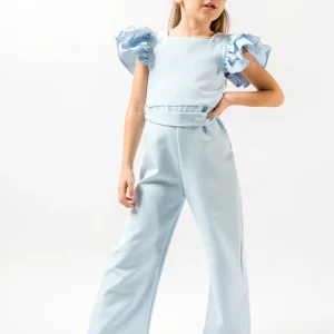 Tuta Intera Azzurro Polvere Bambina Volant