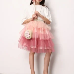 Gonna Bambina Balze Tulle Nude