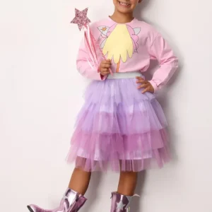 Gonna Bambina Balze Tulle Glicine