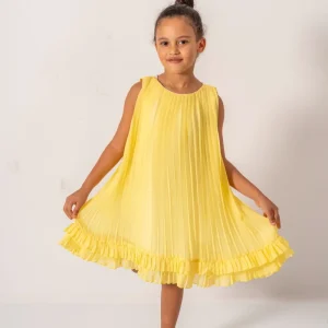 Abito Giallo Bambina Plissè