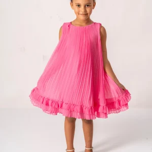 Abito Fucsia Bambina Plissè
