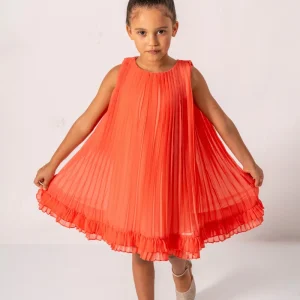 Abito Corallo Bambina Plissè