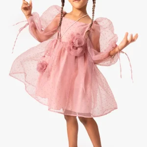 Abito Rosa Antico Bambina Palloncino e Fiore