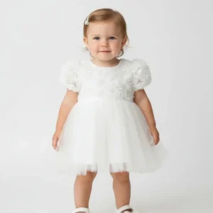 Abito Neonata Rose Bianco