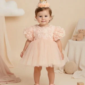 Abito Neonata Rose Pesca