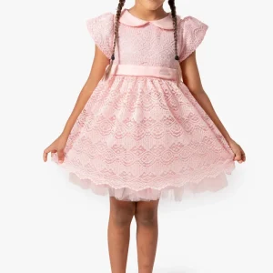 Abito Bambina Rosa Ricamato