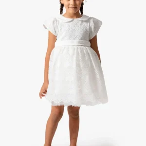 Abito Bambina Bianco Ricamato