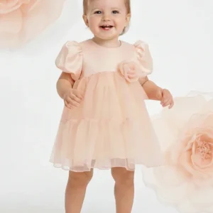 Abito Neonata Rosa Tulle Pesca