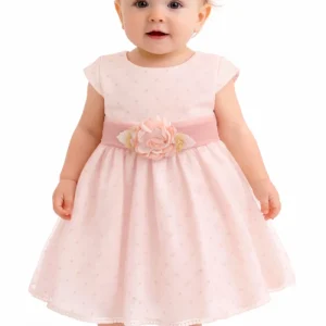 Abito Battesimo Neonata Pois Rosa