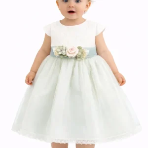 Abito Battesimo Neonata Verde Salvia