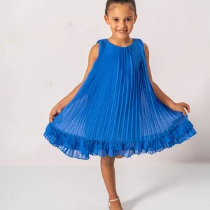 Abito Blu Royal Bambina Plissè