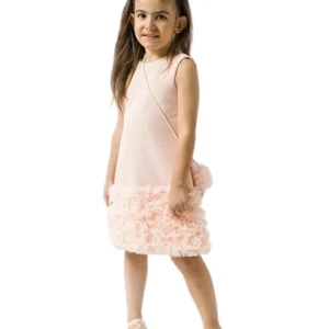 Abito Bambina Campana Chic '60 Pesca