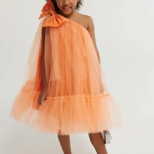 Abito Arancio Bambina Monospalla Tulle