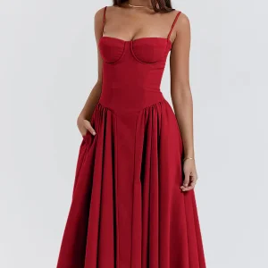 Emma | Abito midi senza maniche con taglio a corsetto