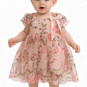Abito Neonata Fiori Pesca