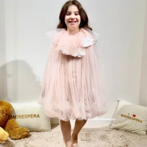 Abito Bambina Cipria Tulle e Fiori