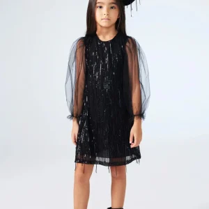 Abito Bambina Paillettes Nero