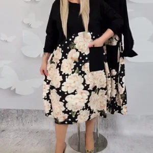 Alessia | Abito patchwork a maniche lunghe