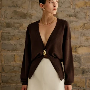 Alyshia | Cardigan a tinta unita con bottoni dorati