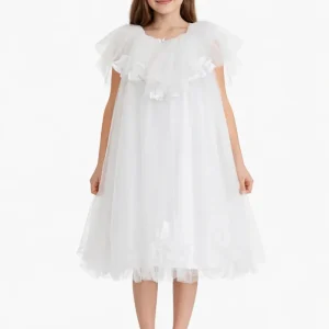 Abito Comunione Bambina Bianco Palloncino e Fiori