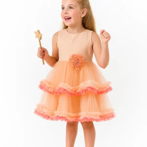 Abito Bambina Pesca Balze e Volume