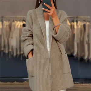 Christin | Cardigan lungo alla moda con scollo a V