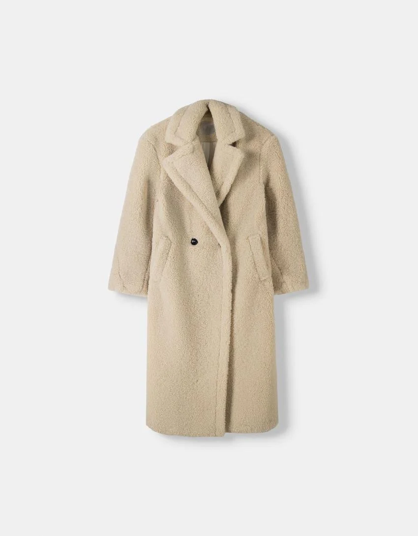 Christina | Coat di orsacchiotto a due file con placca a bottone in oversize - immagine 2