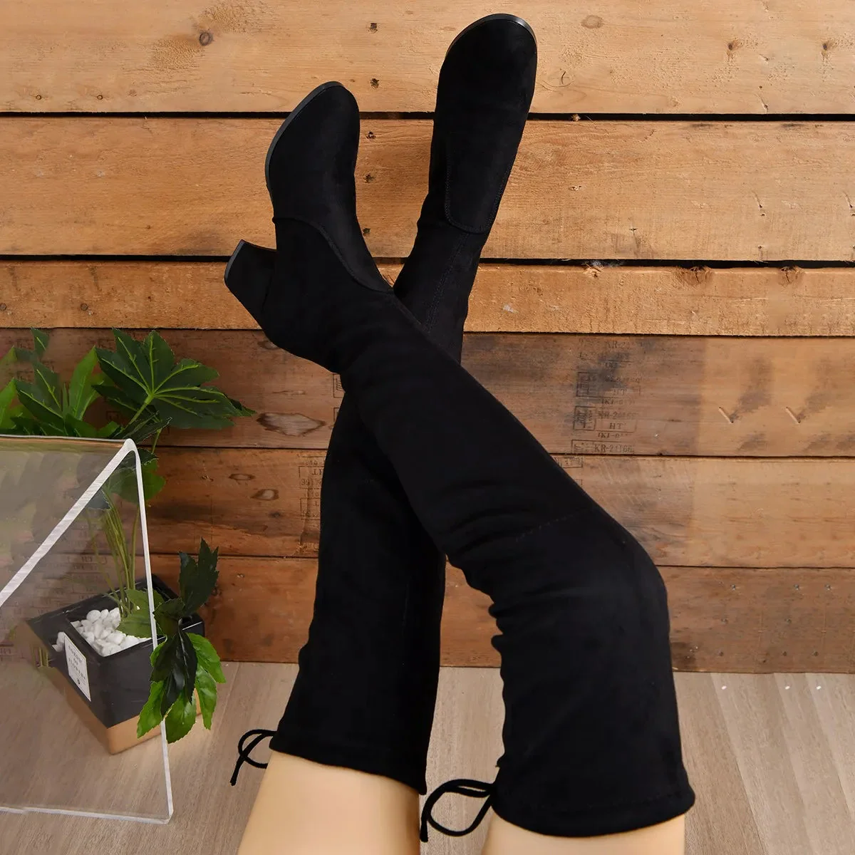 Christine | Eleganti stivali sopra il ginocchio con tacco a blocco - immagine 5