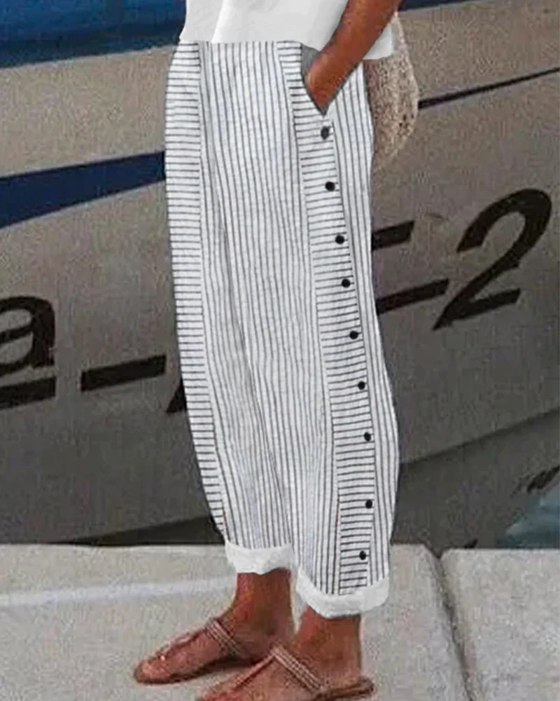 Claudia | Versatili ed eleganti fatti di pantaloni in tessuto di cotone mix - immagine 3