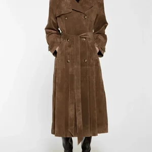 Bianca | Trench in pelle scamosciata
