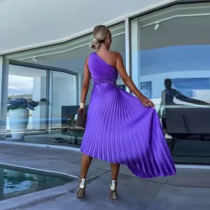 Elvira | Abito monospalla plissettato