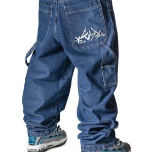 BLUESKIN SKATE RAP DENIM BAGGY BLU LAV LOGO BIANCO
