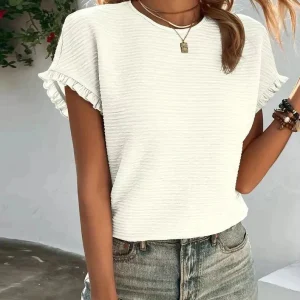 Karin | Top testurizzato con maniche a balze