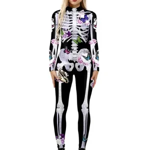 Ornella | Costume di Halloween a pressione scheletro floreale