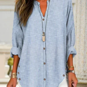 Kristin | Elegante camicetta a righe con scollo a V