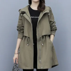 Lisa | Trench lungo impermeabile con cappuccio